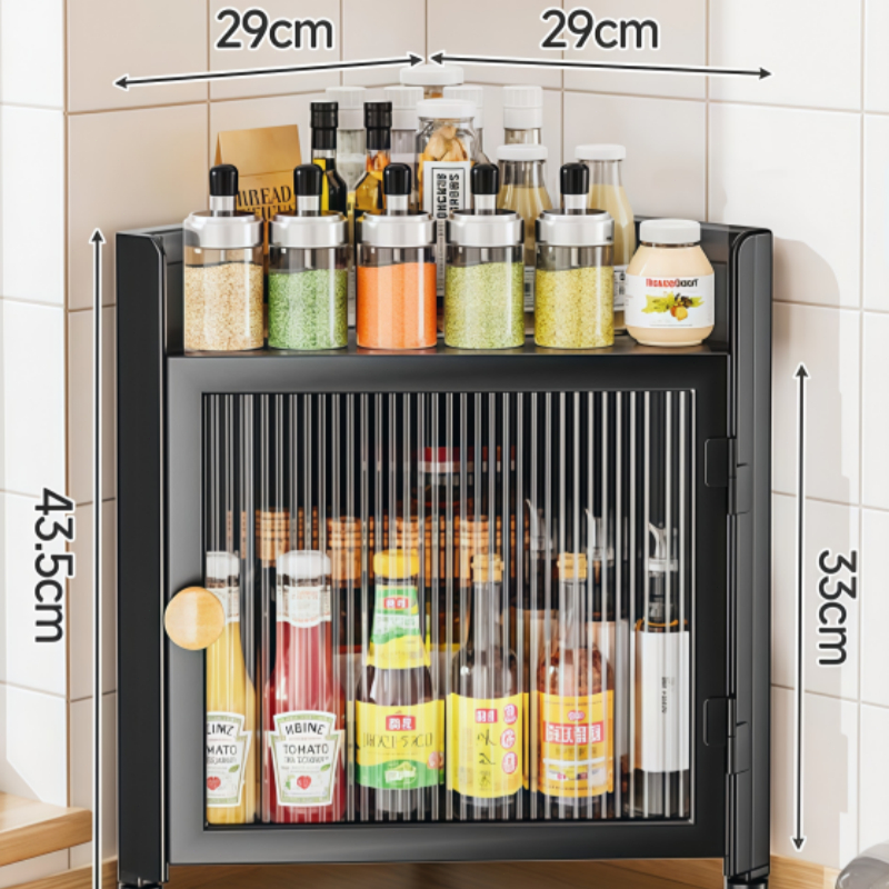 Triangular Spice Cabinet Wall-Mounted 2/3/4 Layer Corner Spice Rack ...