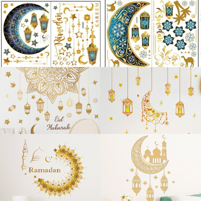 Ramadan Kareem Wall Sticker Bintang Bulan Window Sticker Wall ...