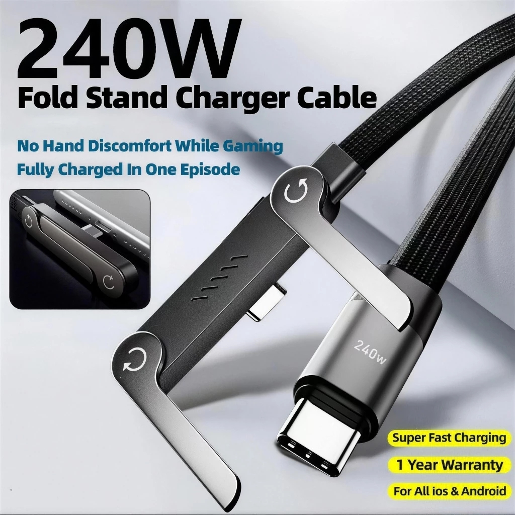 240w Type C Cable Fast Charging For Iphone & Android With Fold Stand 1 ...