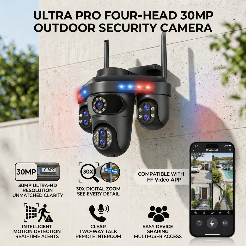 2026 Best Seller 7Lens 35MP 30X Zoom 18K CCTV Camera AI Tracking 4-Way ...