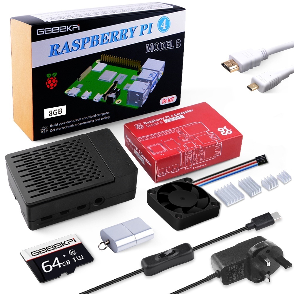 52Pi Raspberry Pi 4 4GB/8GB Starter Kit with SD Card, Raspberry Pi 4 ...