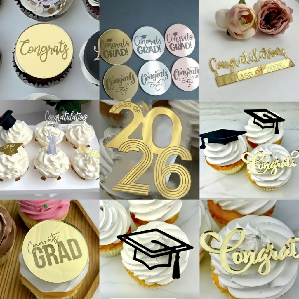 12 Pieces Congrats Graduation Cupcake Toppers, Happy Class of 2026 ...