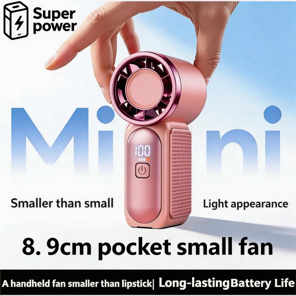 2026 New kipas Mini Fan Rechargeable Handheld Fan 0-100 Level Speed ...