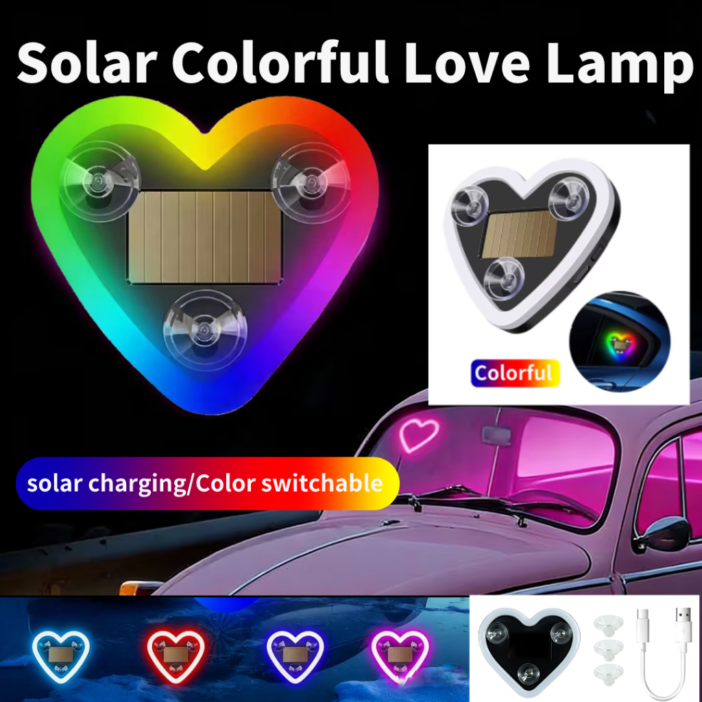 Car Solar Triangle Window Love Light/Luminous Heart-shaped LED ...