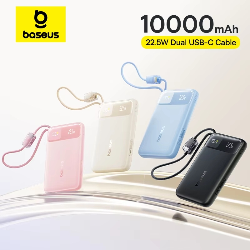 Baseus FC11 Dual-Cable 22.5W Power Bank Digital Display Fast Charging For All Phone