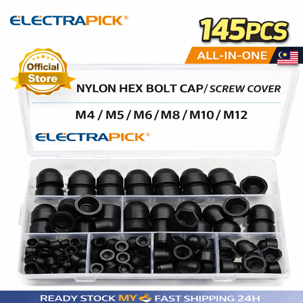 Electrapick Nylon Acorn Nut Cover Assortment – 145PCS | Hex Bolt Screw ...