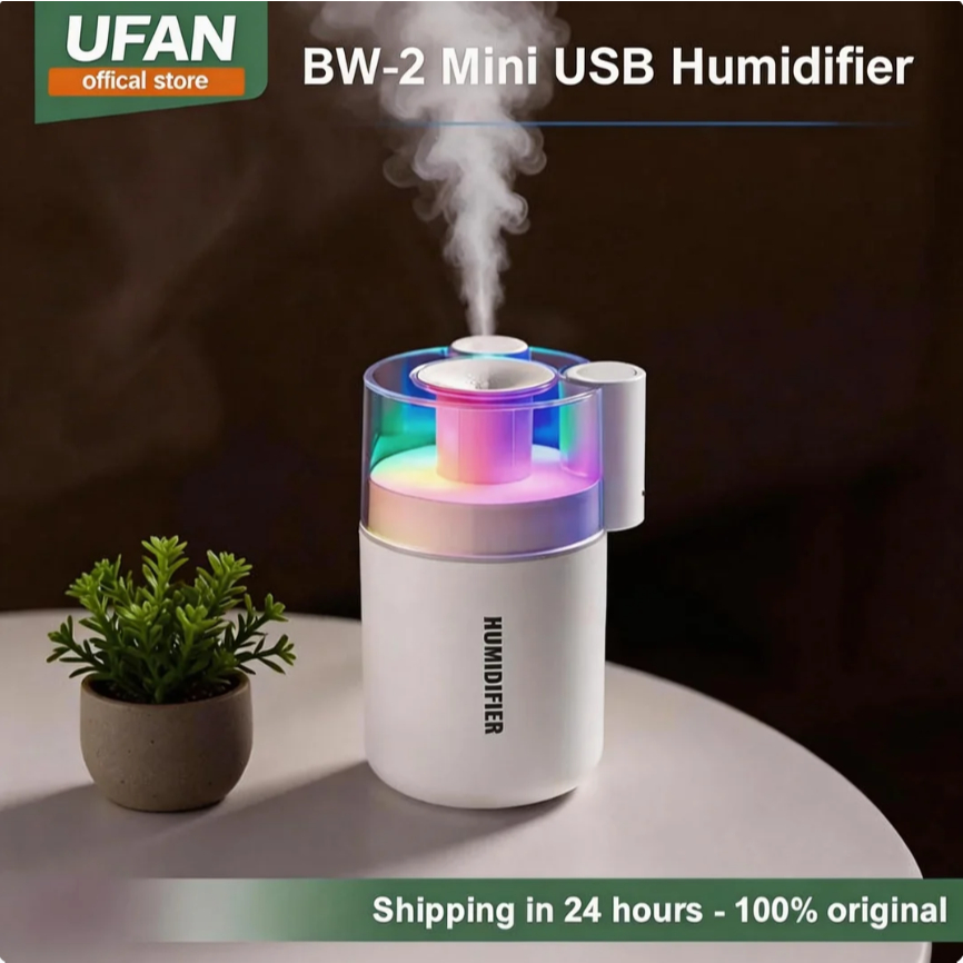BW-2 Mini USB Humidifier | RGB 7-Color Night Light | Fine Cool Mist ...