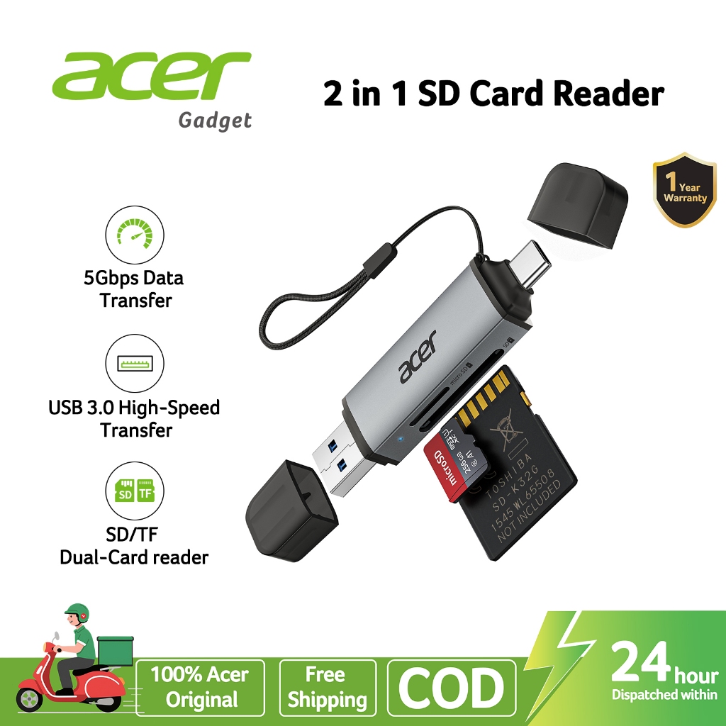 Acer 2 in 1 OTG SD Card Reader USB C & USB A Dual Slots USB 3.0 Type C ...