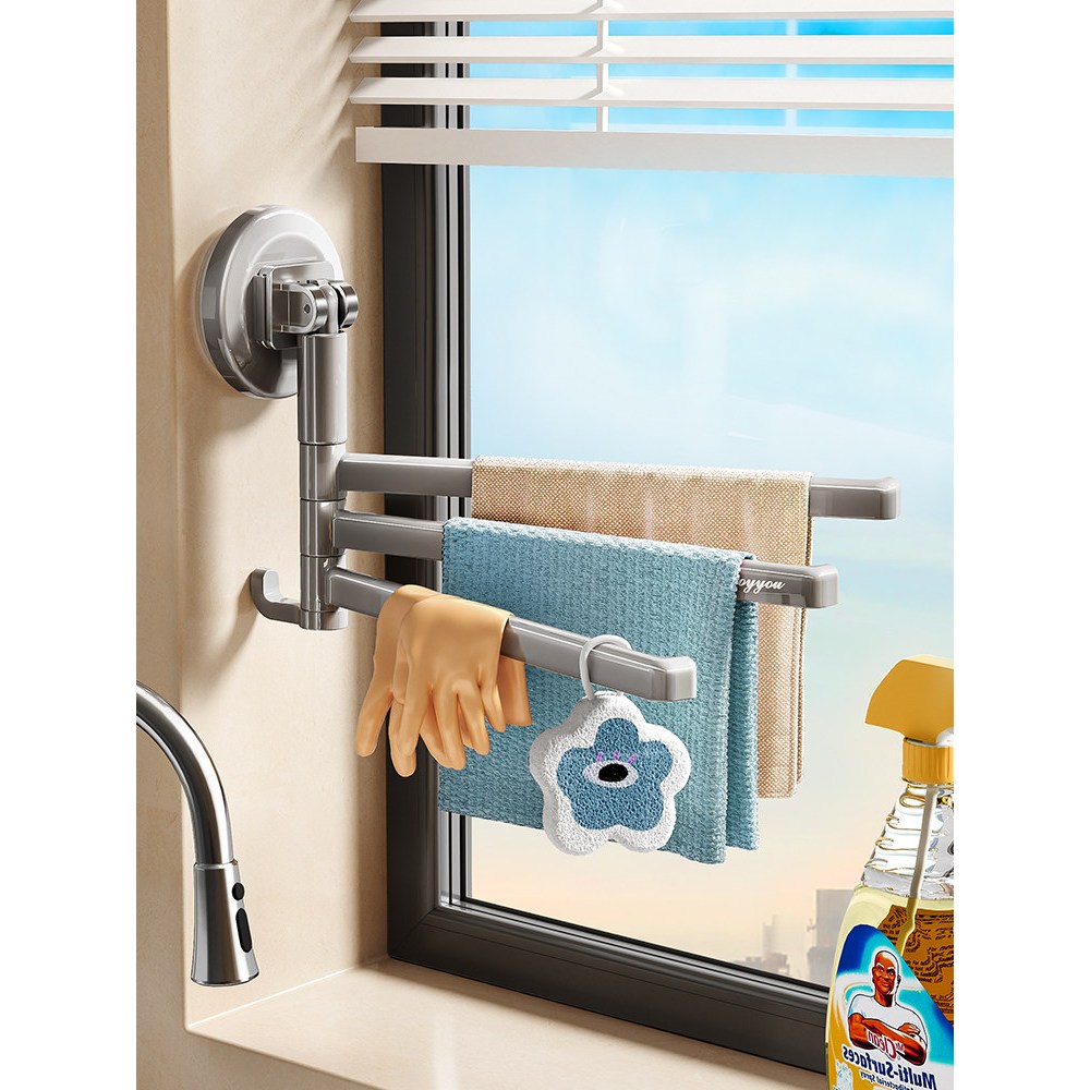 MOEGA Suction Cup Rotating Rag Holder for Kitchen Sink Rotating Towel ...