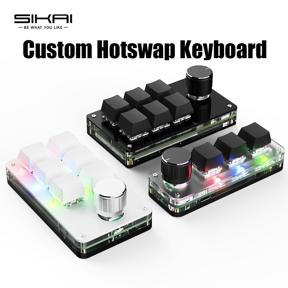 SIKAI Programming Macro Custom Knob Keyboard RGB 3 Key Copy Paste Mini ...
