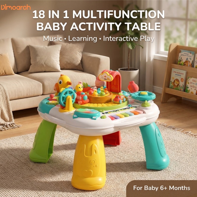 Dimoarch Baby Activity Table Musical Learning Table Sit to Stand Baby ...