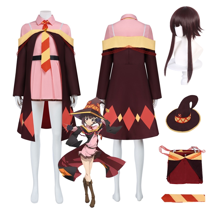 Megumin Cosplay Costume Wig KonoSuba Anime Chomusuke Witch Uniform ...