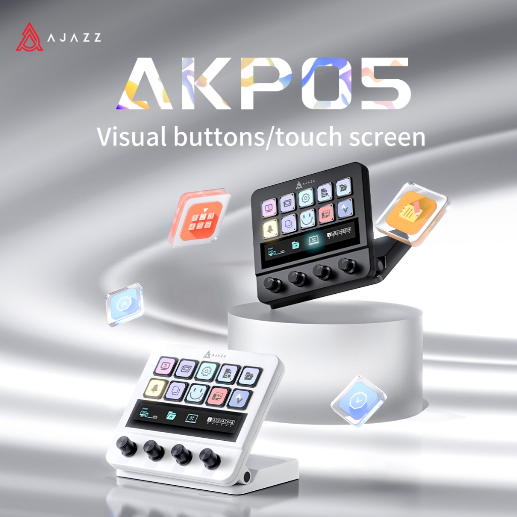 AJAZZ AKP05 Custom Macro Pad | LCD Visual Buttons | 4 Knobs & Touch ...