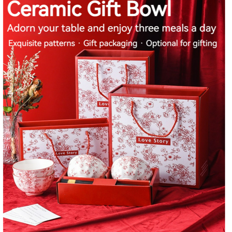 Practical Bowl & Chopsticks Ceramic Tableware Set – Gift Box | Useful ...