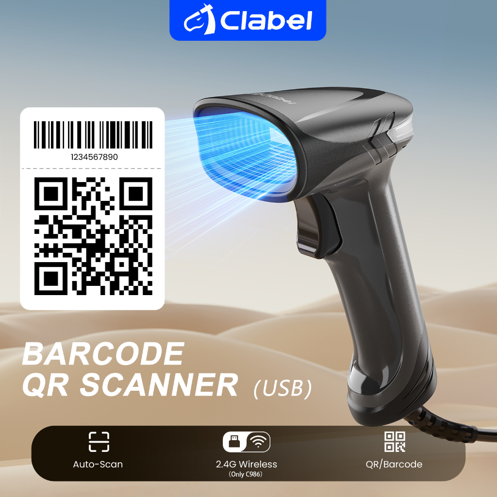 CLABEL 2D/1D USB Barcode Scanner for Store Quick Scan Plug and Play ...