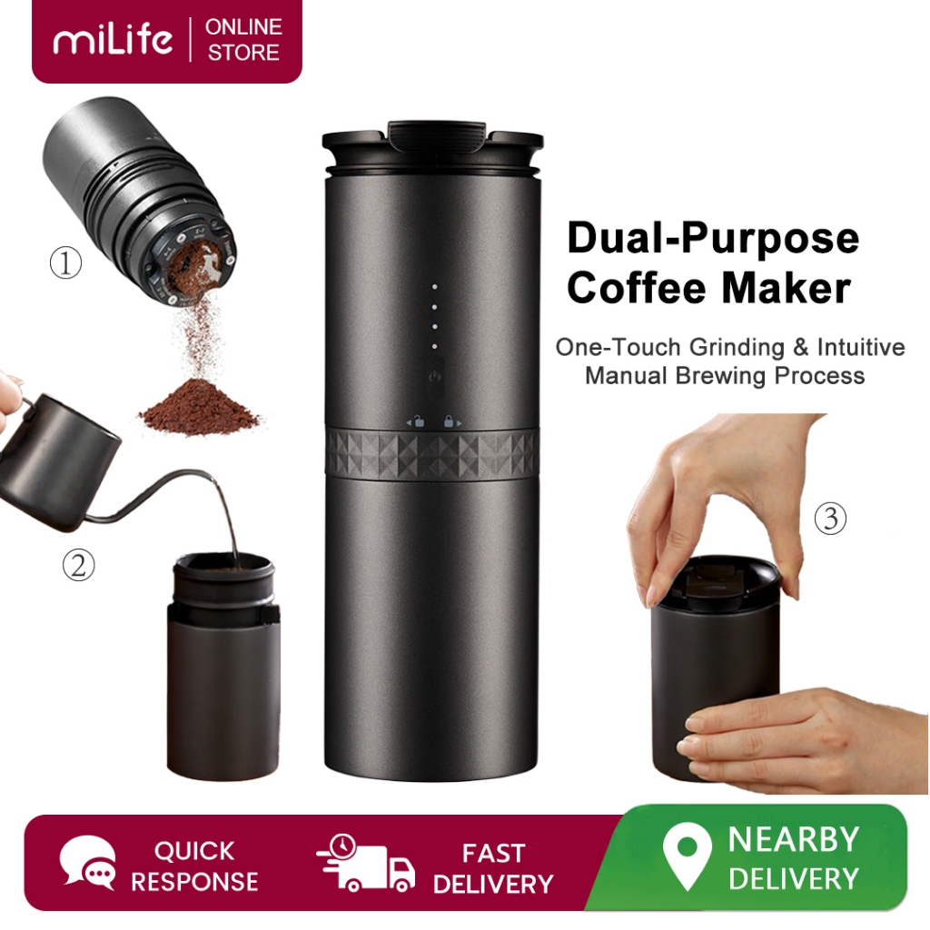 Milife Portable Pour Over Coffee Maker, Rechargeable Electric Grinder ...