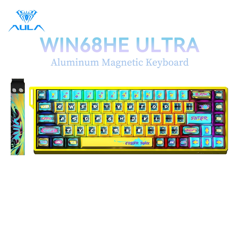 AULA Aluminum Magnetic Keyboard WIN68HE Ultra 68Keys RGB Wired 8K RT ...