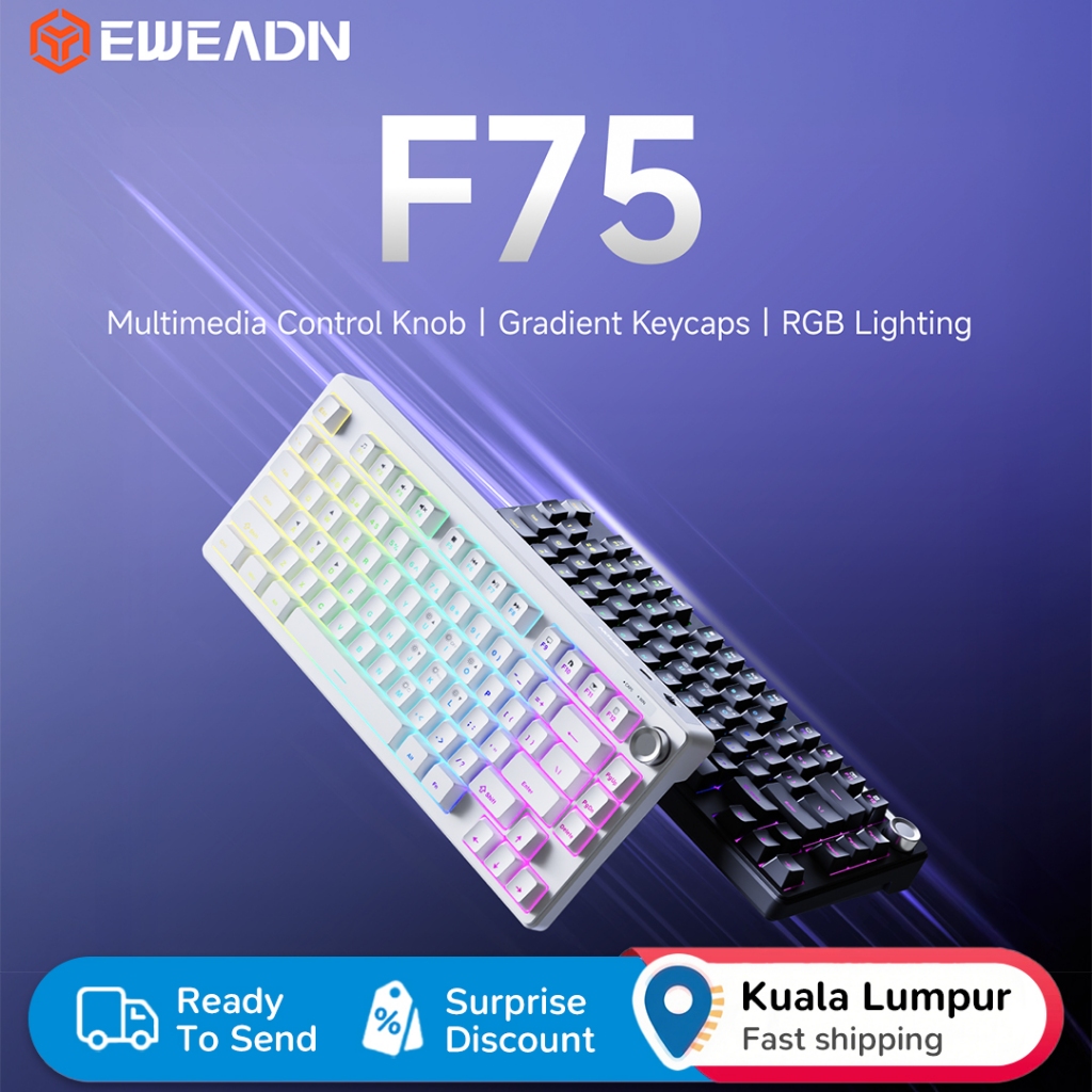EWEADN F75 Wired Gaming Keyboard RGB Backlighting & 80-Key Compact ...