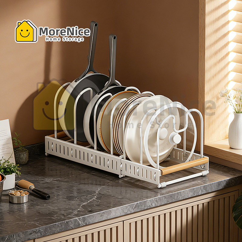 MoreNice Adjustable Expandable Kitchen Organizer Pot Pan Lid Rack ...