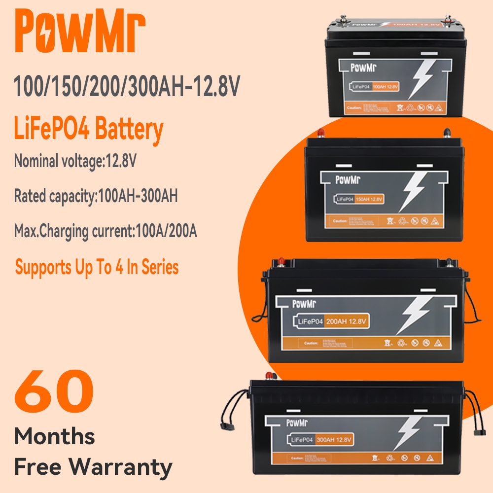 (In Stock) PowMr 100AH-300AH LiFePo4 Battery 12-24V Solar Battery Ebike ...