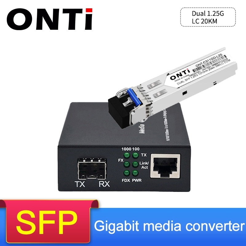 ONTi Gigabit Fiber Optical Media Converter 1000Mbps Media Fiber ...