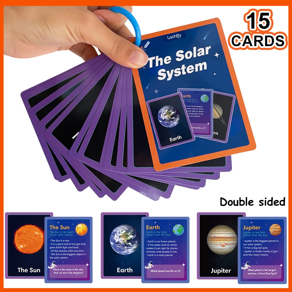 15PCS Double Sided the Solar System Flash Cards - Kids Planets & Space ...