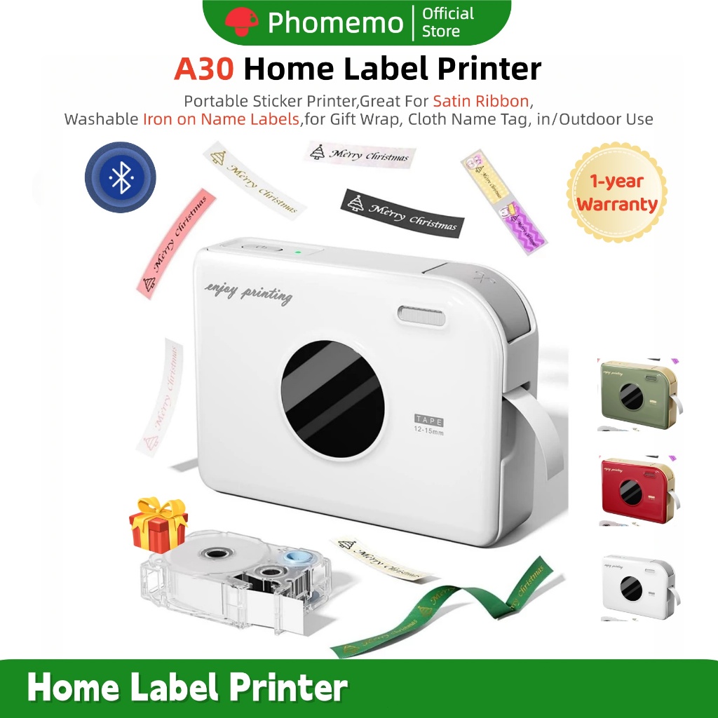 Phomemo A30 Label Sticker Printer,Portable Satin Ribbon Printer, Fabric ...