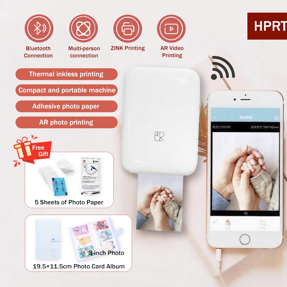 HPRT MT53 Color Mini Photo Printer 313 DPI Bluetooth Portable Thermal ...