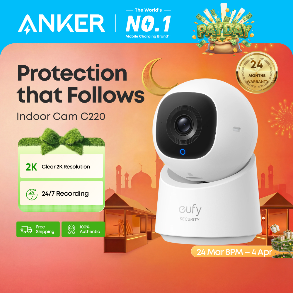 ANKER eufy Indoor Security Camera C220 With 2K Resolution, AI Tracking ...
