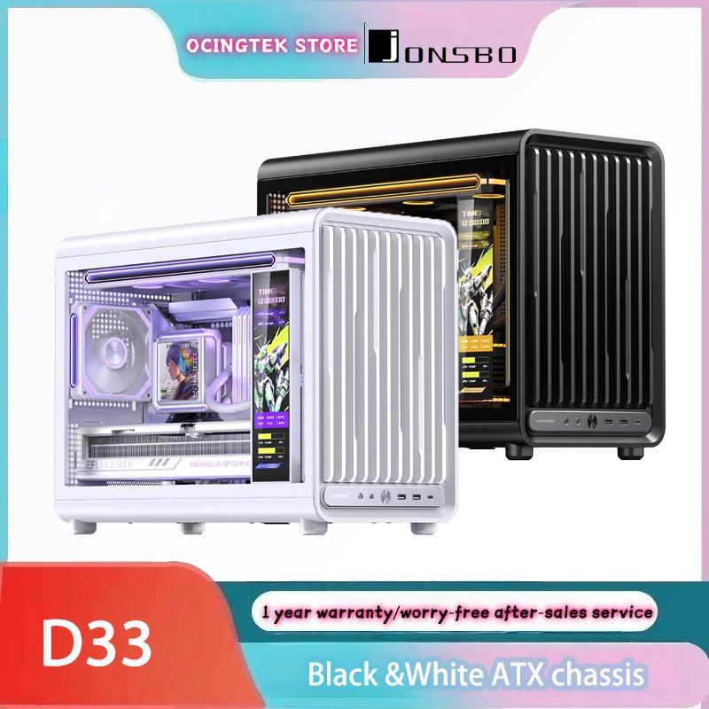 JONSBO D33 White/Black M-ATX Desktop Computer Case with Transparent ...