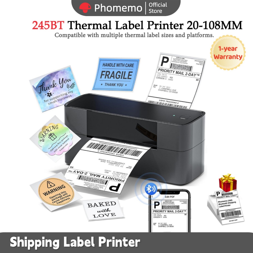 Phomemo 245BT Bluetooth Thermal A6 Printer,Label Sticker Printer for ...