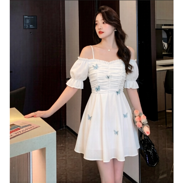 Plain White Lace Off-Shoulder Korean Style Dress for Women - Party Evening  Gown | Shopee Malaysia