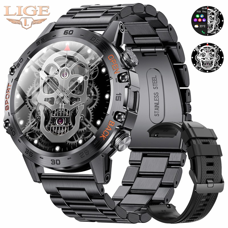 LIGE Bluetooth Call Smart Watch Original Men 100+ Sports Multifunction Fitness Watches IP67 waterproof Smartwatch For Android iOS 400mAh K52