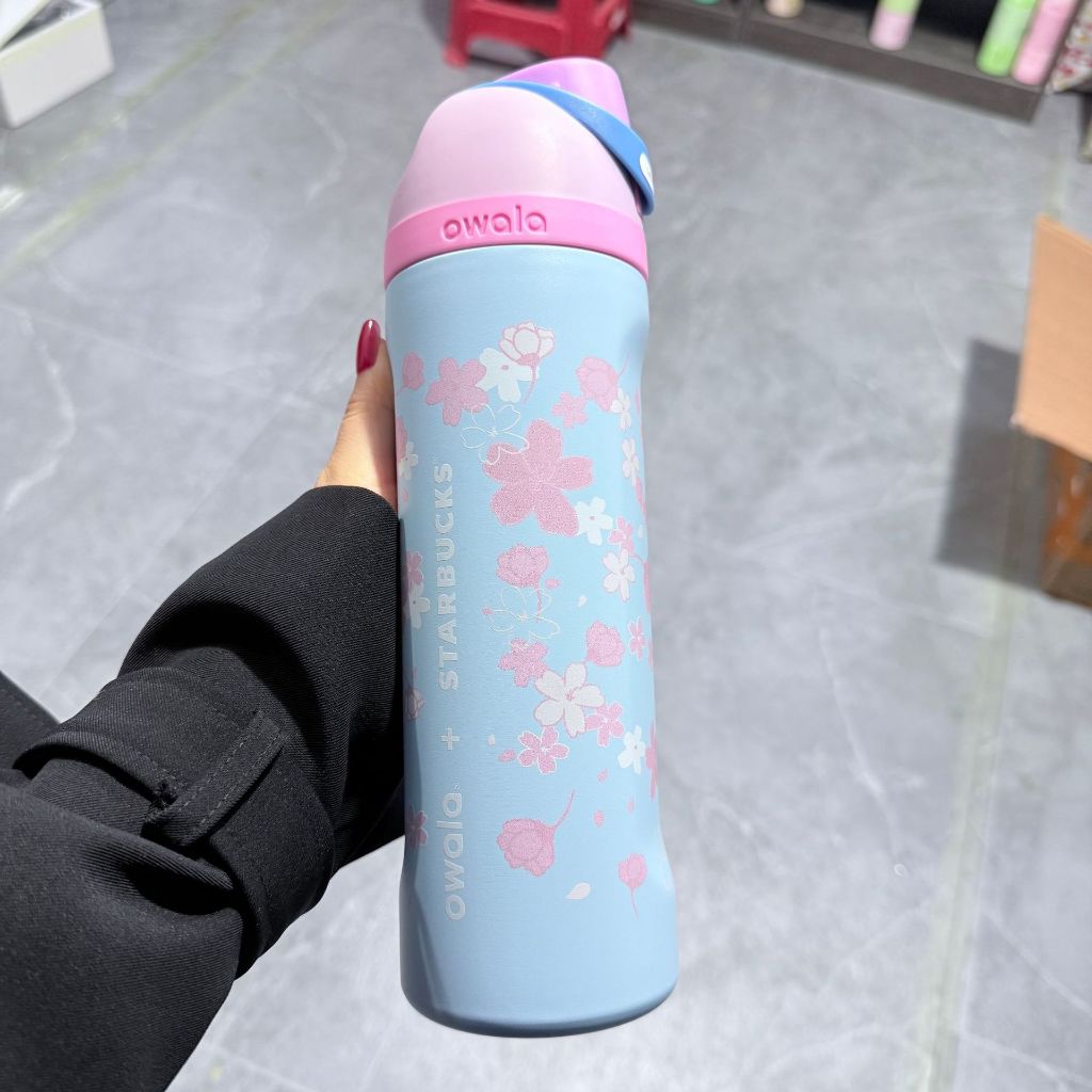 Owala × Starbucks FreeSip Tumbler 24oz White & Blue Macaron Vacuum