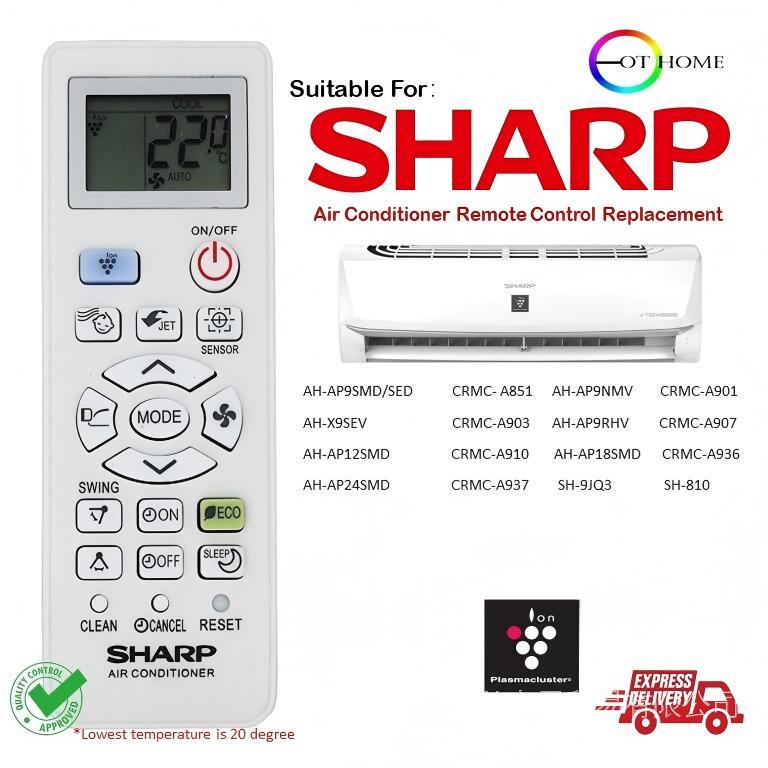Sharp air cond remote control jet ion replacement AH-AP9NMV / AH-X9SEV ...