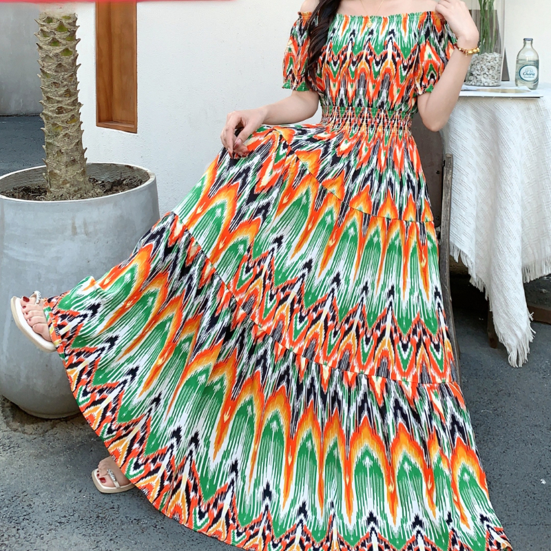 THHONE In Stock Dress Women Clothes Casual Dresses Long Korean Baju Ankle  Length Plain Korean Style Summer Cotton Short Sleeve Prom Black Plus