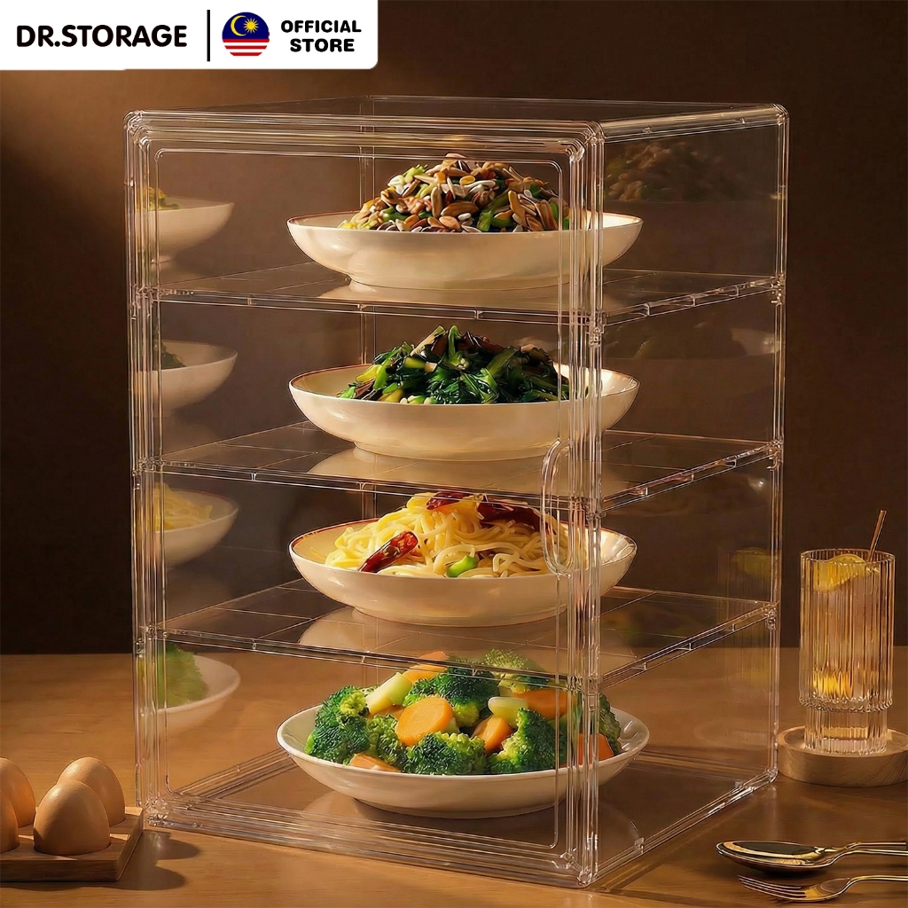 DR.STORAGE Detachable Partitions Food Cover Storage Transparent ...