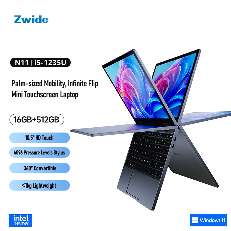 Zwide N11 Laptop 2 in 1 Tablet Windows11 intel i5-1235U 10.5 Inch