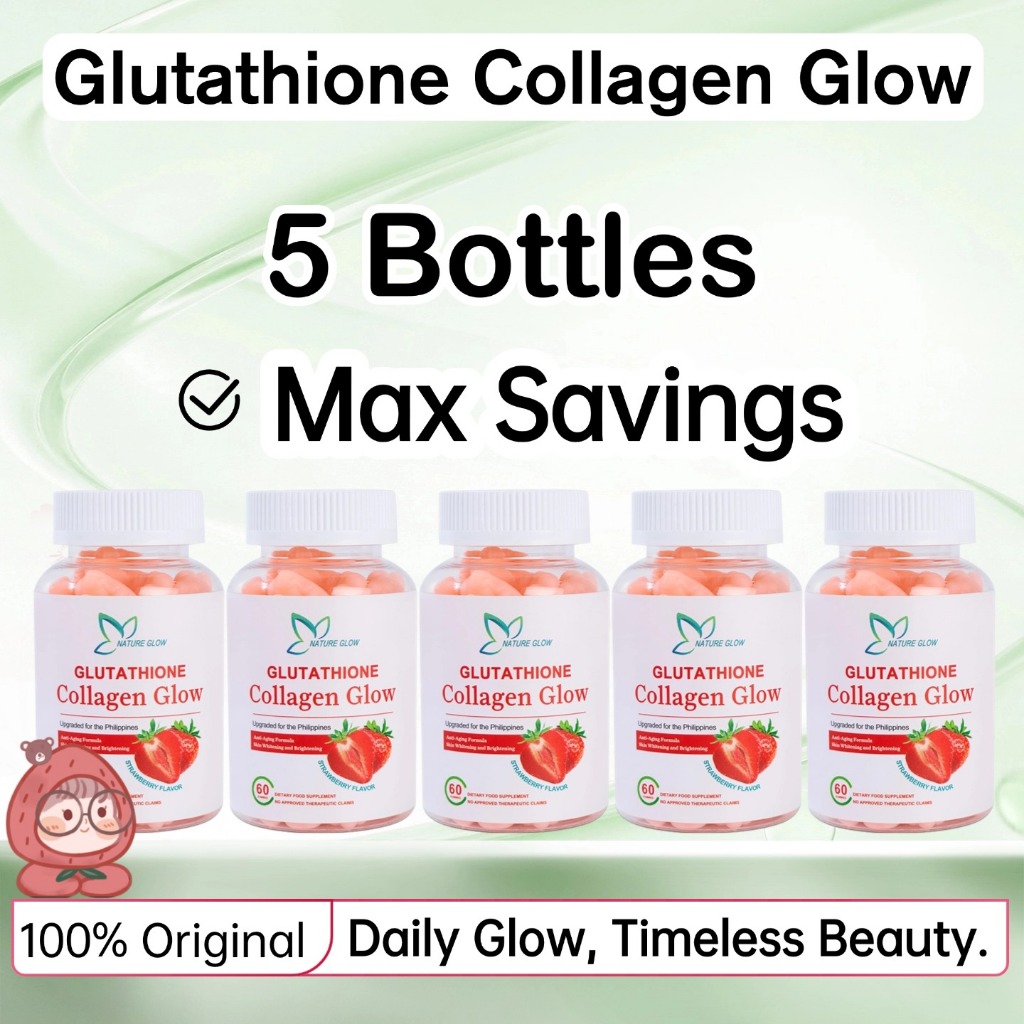 NATURE GLOW Glutathione Collagen Glow Gummies Skin Vitamins Supplement Gummies Beauty White Glow Gummy