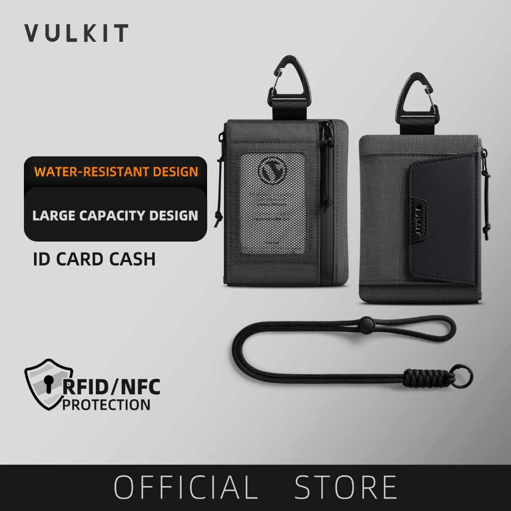 VULKIT-RFID Blocking Lanyard Wallet Nylon Neck Wallet with ID Window ...