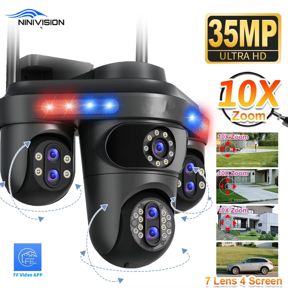 2026 Best Seller 7Lens 35MP 30X Zoom 18K CCTV Camera AI Tracking 4-Way ...