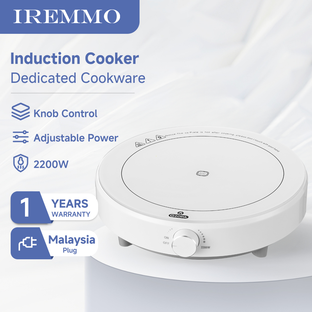Induction Cooker 2200W White Circle Rotary Knob 8 Power Levels Overheat ...