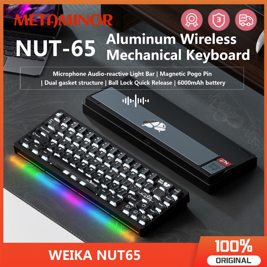 WEIKAV Nut65 Aluminum Wireless Mechanical Keyboard RGB Hot Swap ...