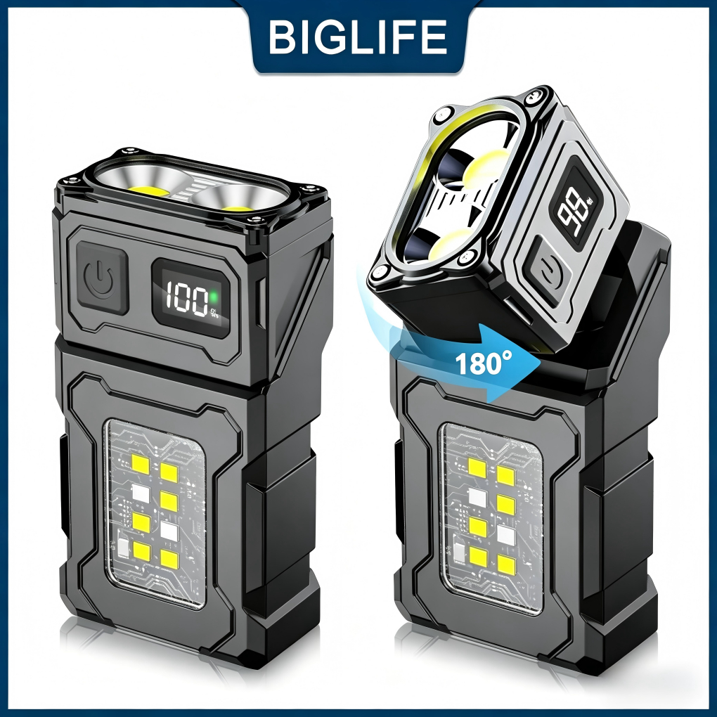 Rechargeable EDC Flashlight with Rotating Head – 800 Lumens Compact ...