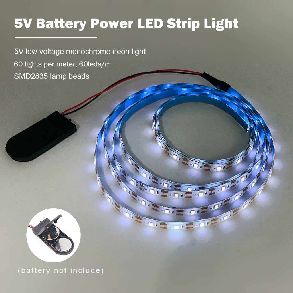 5V LED Strip Light Battery Powered Flexible LED Ribbon Adhesive Tape ...