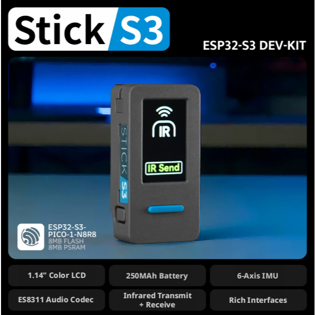 M5Stack StickS3 ESP32 S3 High performance compact Internet of Things ...