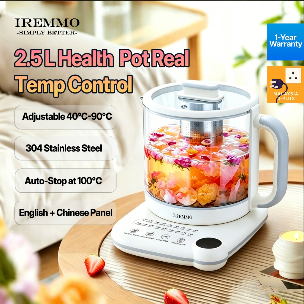 IREMMO 2.5L Smart Health Kettle Glass Tea Pot Dessert Cooker 24H Timer ...