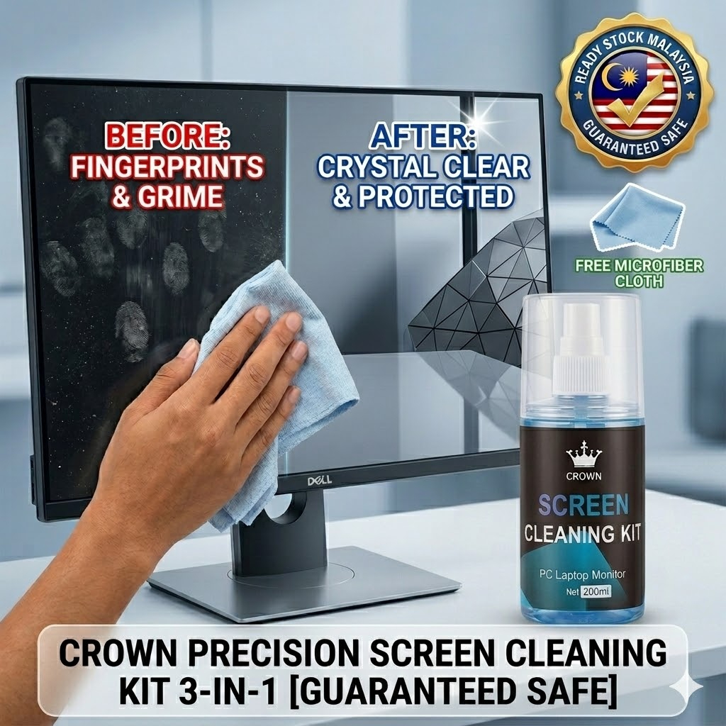 CROWN 3-in-1 Screen Cleaner Kit Laptop Monitor iPad TV Cleaner Pencuci ...