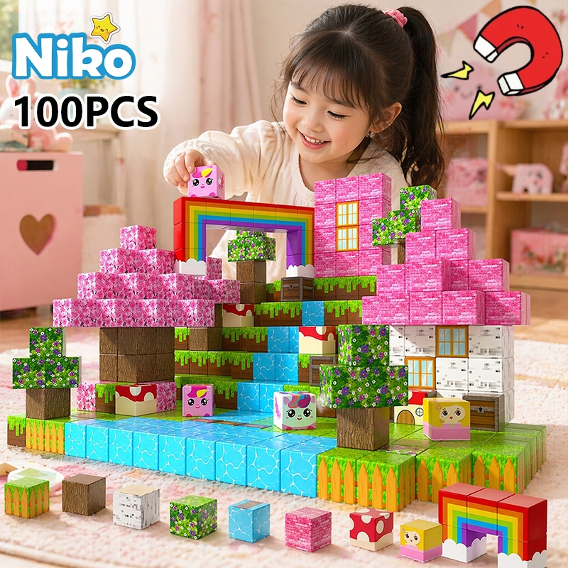 NIKO 100pcs Magnetic Building Blocks Unicorn Magnetic Cubes Early ...