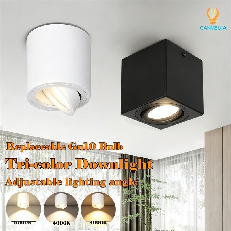 Tri-color Downlight Adjustable Angle LED Spotlight 7W 220V Surface ...